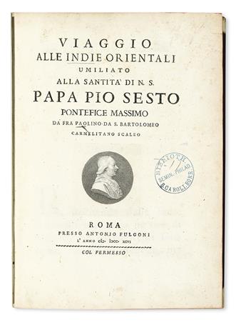 TRAVEL  PAULINUS à SANCTO BARTHOLOMAEO.  Viaggio alle Indie Orientali.  1796